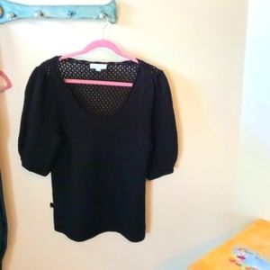Stylish Black Knitted Ruffle Sleeve Blouse.